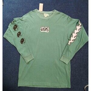 SURF LOCOS Long Sleeve Shirt Flames ,Yinyang , Organic Cotton NWT Medium